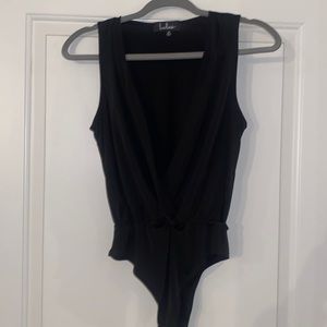 Lulu’s Deep-V Silky Bodysuit